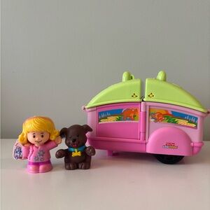 Fisher-Price Little People Pink & Lime Camper (2007) Playset with Girl and Puppy